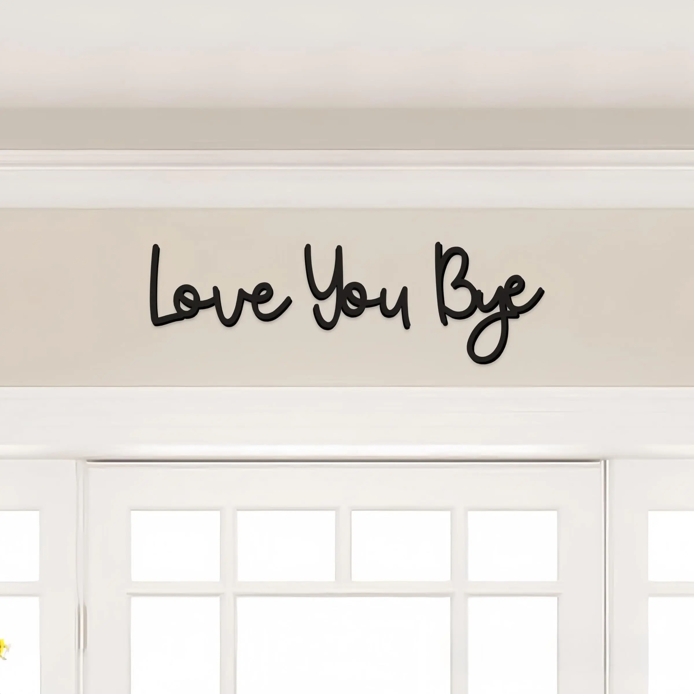 Boho-Chic "Love You Bye" Wooden Letter Sign - 1 Count Reusable Wall Art with Adhesive Tape, Stylish Wall Decor for Home, Living Room & Bedroom, Easy-to-Install Heartfelt Decor Decoration