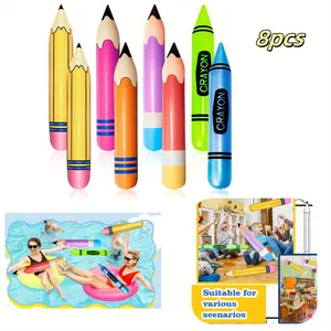 8pcs Giant Inflatable Crayons | Suitable for Back to School Party, Birthday Party Decorations, Opening And Graduation Gifts, welcome back Pool Party Supplies