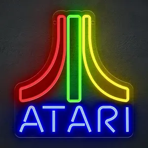 Atari Neon LED Sign for Wall Decor Official Licensed Neon Atari Sign Retro Arcade Game Room Decor - Multicolor (12" x 13")