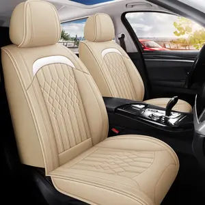 OTOEZ Nappa Leather Waterproof Universal Car Seat Covers Full Set for 5 Seats Breathable Wear Resistant with Storage Pockets Buckles