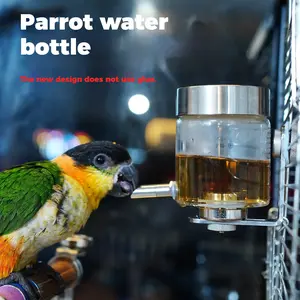 `Upgraded Pinch-Proof Bird Waterer - Glass Bottle with Magnetic Lock, Leak-Resistant Dispenser for Cockatiels/Lovebirds