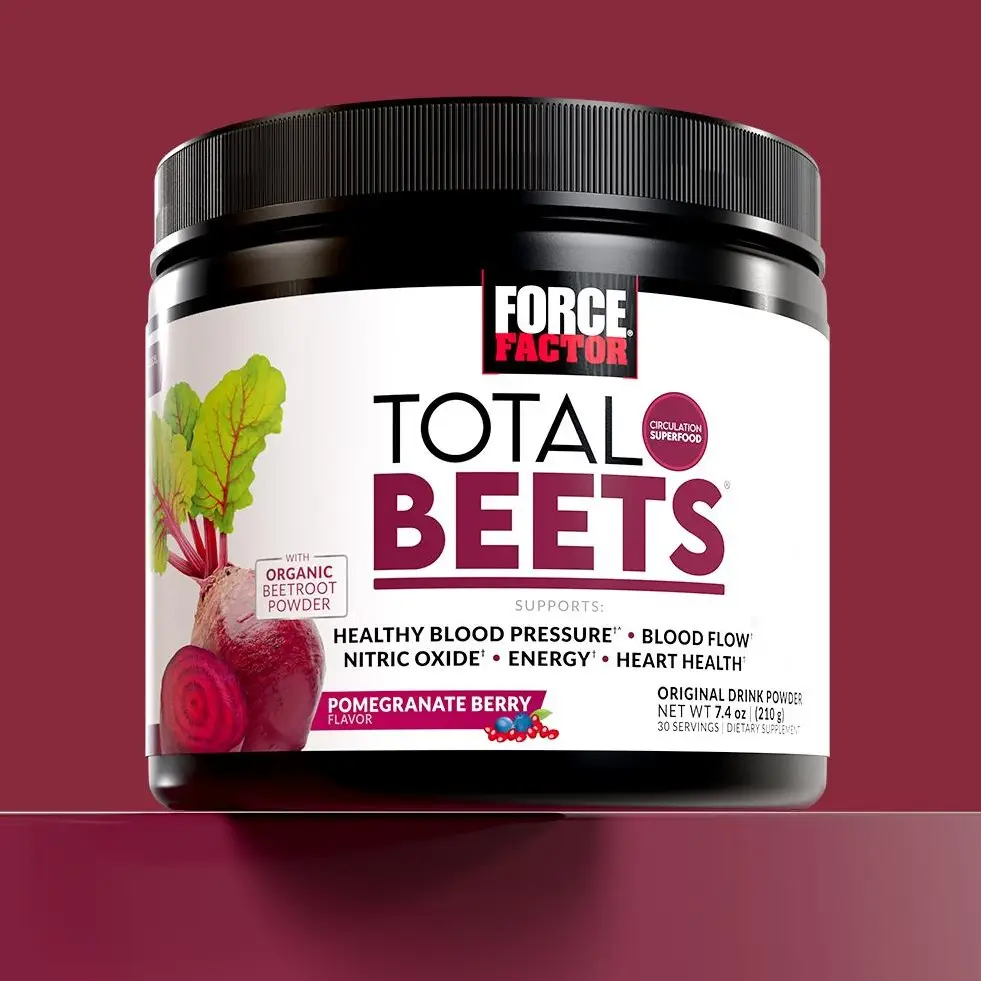 Force Factor Total Beets Pomegranate Berry Powder with Nitrates for Circulation, Blood Flow, Energy, Endurance, Cardiovascular Heart Health Vitamin