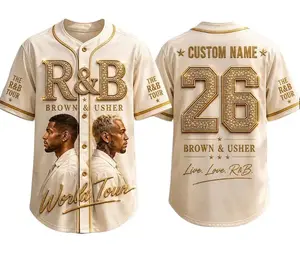 (Note 24h)Team Breezy Baseball Jersey, Chris Shirt Verson 3, The R&B Tour Concert Outfit, Custom Name Number Jersey