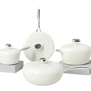 FDA certified Velosan brand high quality 8 PCS Pebble non-stick frying pan soup pot milk pan frying pan high quality and beautiful handle kitchen set/ get free Silicone spatula