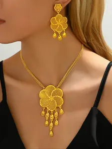 Flower Jewelry Set for Women, Elegant Necklace & Earrings Gift, Trendy Party & Wedding Accessories, Chic Feminine Style