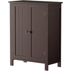 Zeny Freestanding Wood Cupboard - 2-Door Modern Safe Storage Cabinet, Moistureproof Indoor Bathroom Sideboard with Adjustable Shelves & Functional Storage MDF Furniture
