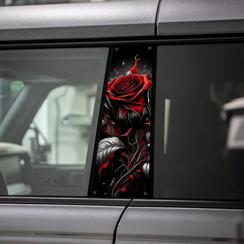 Rose Pattern Car Window Sticker, 1 Pair Car Window Decal, Car Exterior Decoration Accessories for Car, SUV, Truck, Lorry, Van, Car Accessories