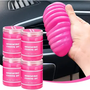 4 Pack Cleaning Gel, Pink Cleaning Putty, Universal Auto Detailing Tools Cleaning Slime For Air Vent,Dashboard,Keyboard, Auto Accessories For Women