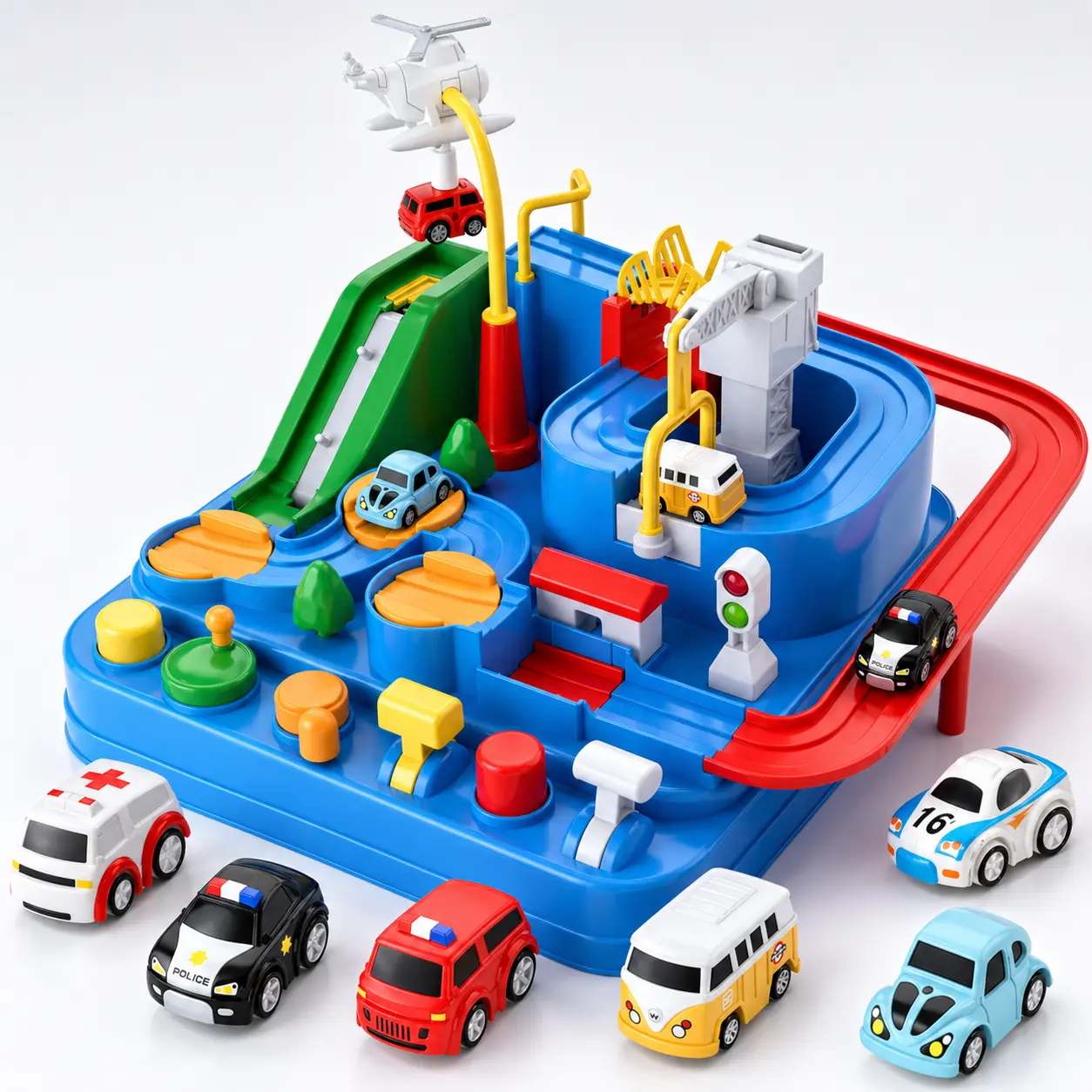 Race Track Car Vehicles Toy Set for Kids - Colorful Cars, Durable Materials, Suitable for Ages 3-4 Years, Non-Toxic, Easy to Assemble