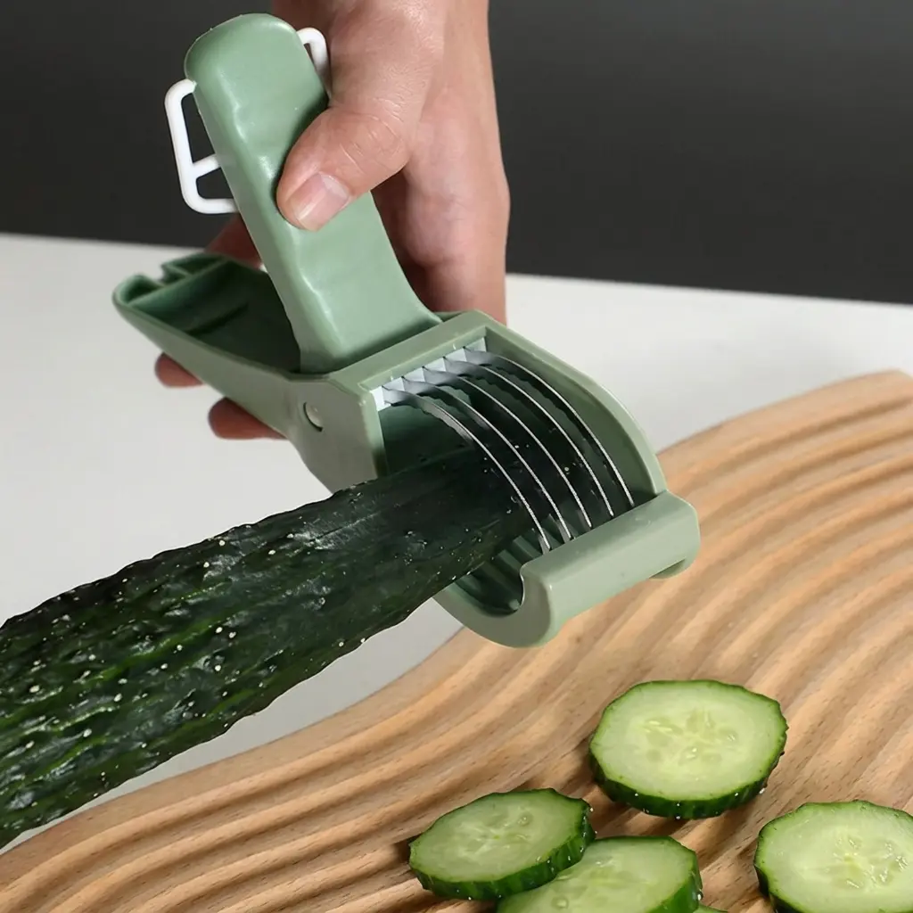Stainless Steel Vegetable Slicer - Multi-Functional Manual Fruit Cutter for Cucumber, Banana, Onion, Salad Prep Kitchen Tool