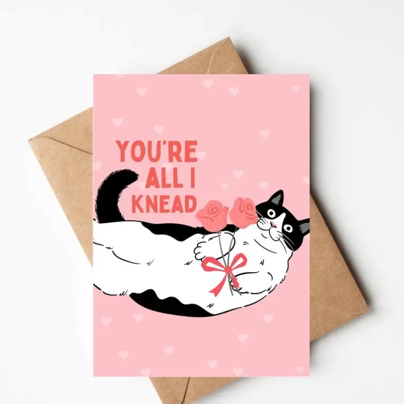 1pc Tasdo Cat Valentine's Day Card, Cat Anniversary Card, Cat Valentine's Day Gift for Girlfriend, Boyfriend, Husband, Wife