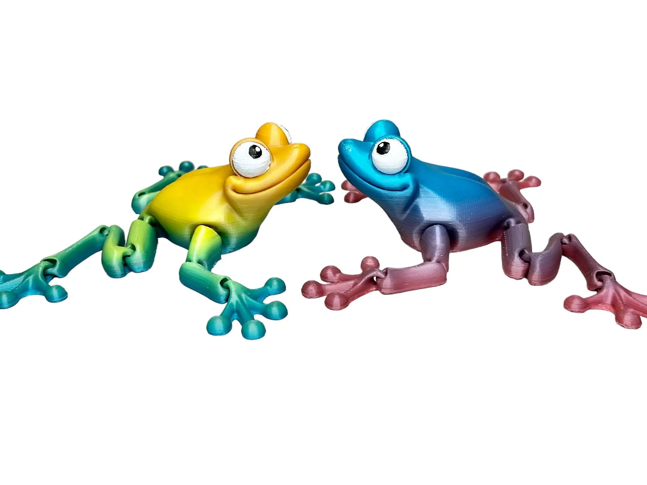 3D Printed Flexi Frog, Vibrant Multicolor Ombre Articulated Frog