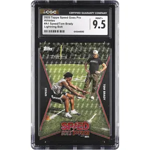 Speed and Tom Brady 2025 Topps Speed Goes Pro Lightning Bolt #A1 CGC Authenticated 9.5 Card