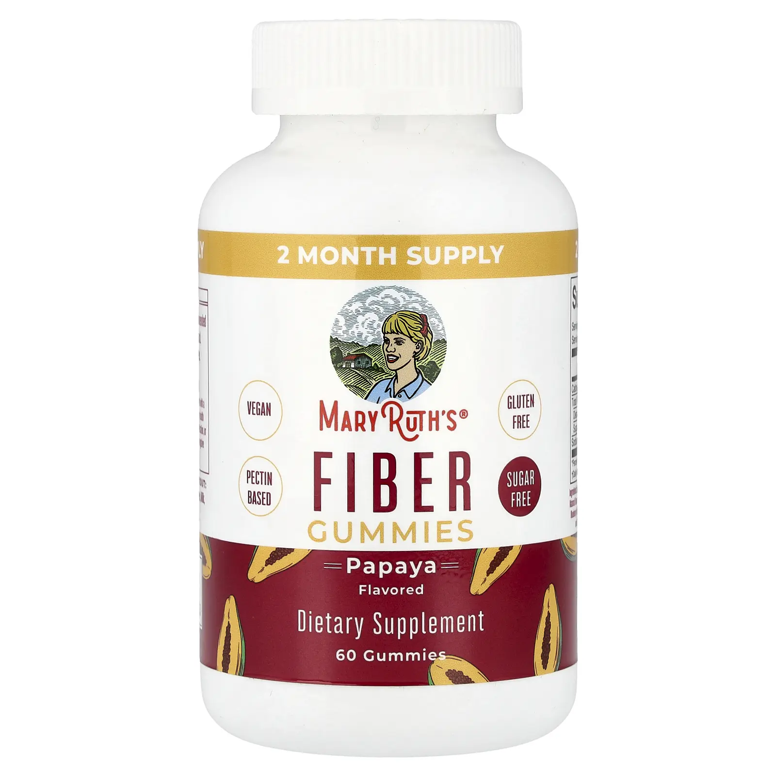 MaryRuth's Fiber Gummies, Papaya, 60 Gummies
