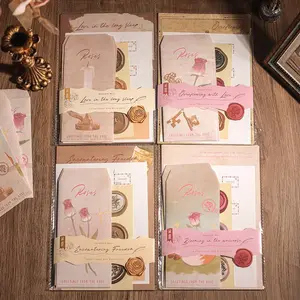 4 Romantic Stationery Sets Retro Literary Style Love Letter Confession Romantic Stationery Envelope DIY Handbook Decoration Scrapbook Confession Envelope