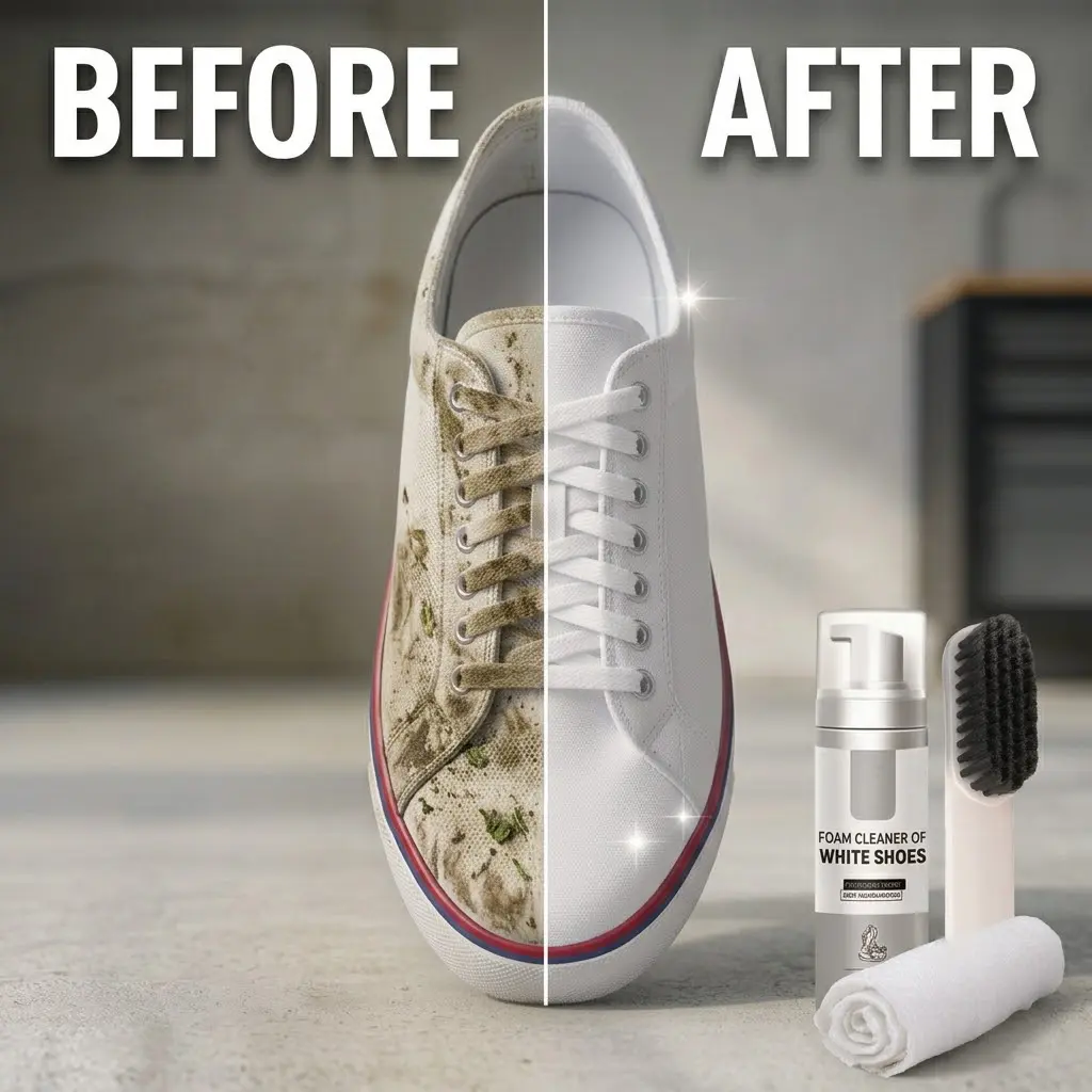 Waterless Shoe Cleaner Kit with Brush & Towel - 200ml Instant Clean Foam for Sneakers, Mesh, Canvas & Rubber Soles - PH-Natural Stain Remover for On-the-Go Use, Practical Gifts