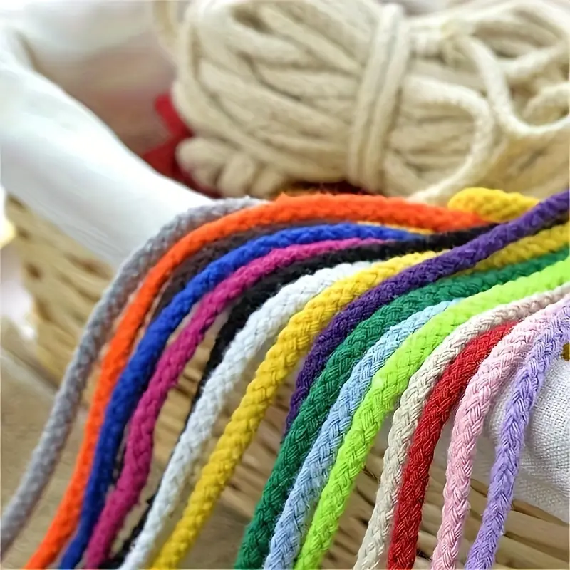 10 Yards 5mm Colorful Eight Strands Cotton Rope Packaging Thread Bundle Rope Cinch Mouth Rope Accessories DIY Braided Material Gift Packaging