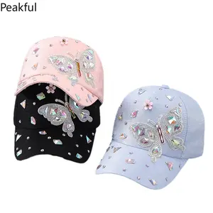 Stylish Women’s Butterfly Bling Baseball Cap – Adjustable Sun Hat with Rhinestone Detail – Perfect for Daily Use, Parties & Travel – Available in Multiple Trendy Colors