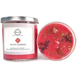 Root Chakra Soy Candle with Red Jasper & Garnet Crystals, Herbs & Essential OIls | Art Of The Root