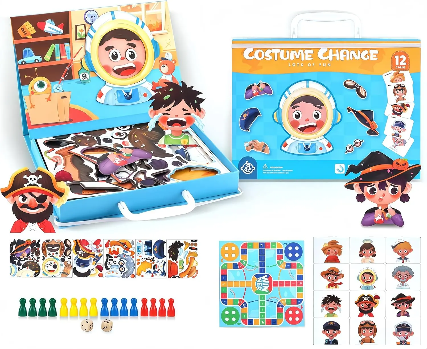 Magnetic Puzzles Face Dress Up Travel Game,Magnetic Book for Toddlers 3-5,Decorate Refrigerator with Magnetic Puzzles,Flying Chess,Portable Travel Game,Enhance Creativity & Learning,Gift
