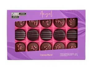 Cacau Show Angel Strawberry & Chocolate ao Leite Box 200g – Brazilian Gourmet Bombons com Geleia de Morango & Trufa Cremosa