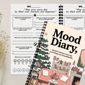 Mood Journal & Planner - Minimalist Self-Care Planner, Spiral Bound, Soft Pink and Neutral Tones, Mental Health Tracking, Daily Mood Log, Cozy Home Decor Design - Perfect Gift for Women, Men, and Teens - Elegant A5 Notebook, Suitable for Bullet Journals a