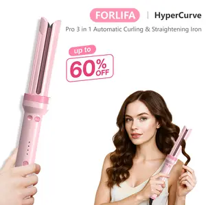 FORLIFA-Pro HyperCurve:3-in-1 Cool Air Automatic Curling & Straightening Iron,5 Min Quick Styling,360° Cooling Airflow,1.1billion Negative Ions,Triple Hair Protect&Burn-Free,Automatic Shut-Off,2-Way Rotation,Anti-Scald,Anti-Tangle,Summervibes
