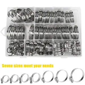 60-pack of flexible hose clamps, 304 stainless steel adjustable worm gear hose clamps, heavy-duty hose clamps, suitable for automotive hose connections, piping and fuel lines, gardening, machinery.