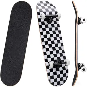 Beginner's Skateboard, Complete Skateboard 31 x 7.88inch ,7-Layer Canadian Maple Double Kick Concave Standard Skateboard and Trick Skateboard Suitable for Children and Beginners