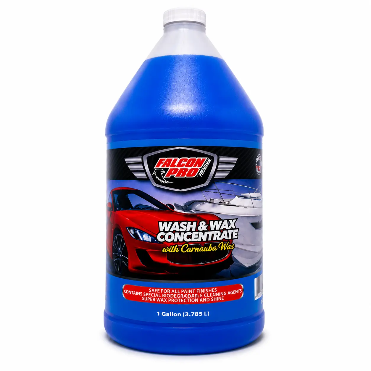 Falcon Pro Carnauba Wax Wash & Wax Concentrate, 1 Gal (128 fl oz) for Automotive Paint Care & Car Washing Maintenance