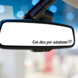 Con dios por adelante Rear Mirror Car Sticker - Personalized Design for Stylish Vehicle Decoration