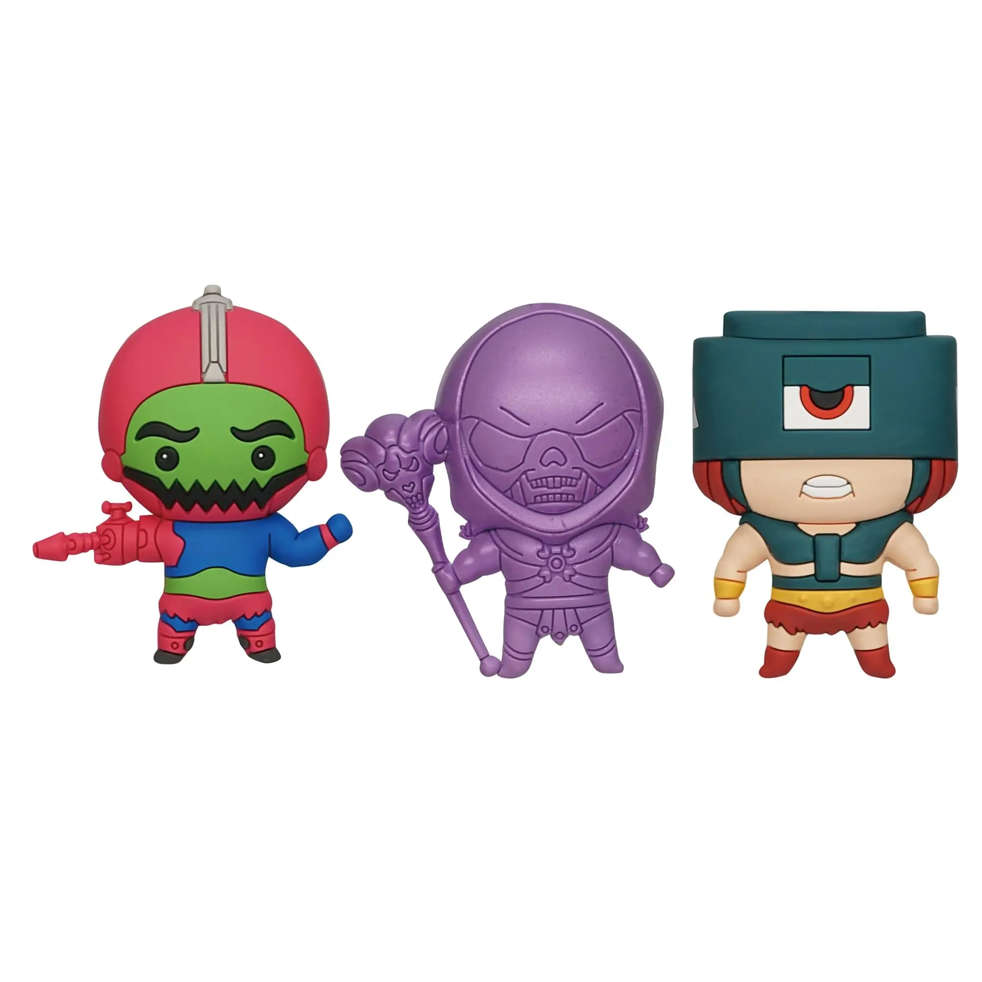 MOTU 3D Foam Figural Bag Clip Set - Decorative Accents Action Figures, Featuring Trap-Jaw, Skeletor, Tri-Klops
