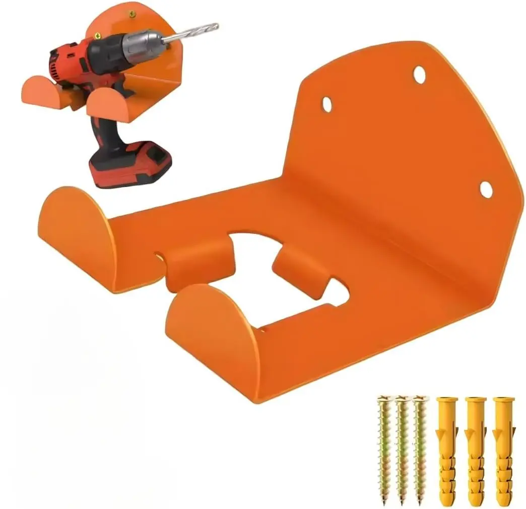 Heavy Duty Wall Mount Garden Tool Storage Rack, Weed Eater Hanger Wall Hooks, Weed Wacker Holder for Grass Trimmer Hedge Trimmer, Orange