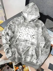 Unisex Camo Print Hoodie Spring Autumn Thin Breathable, Jesus Letter Print, Casual Fitted Long Sleeve, Daily Wear Streetwear