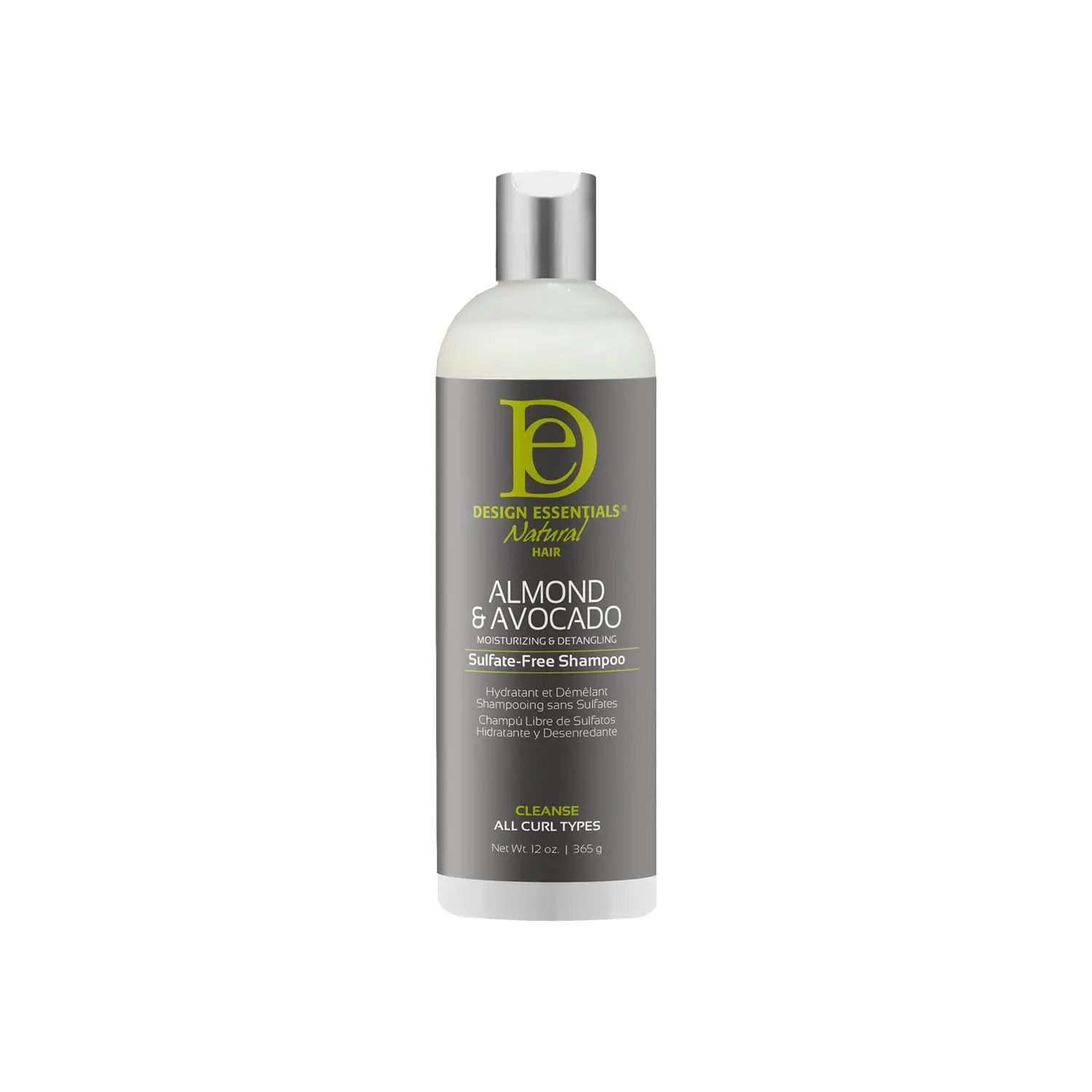 Design Essentials Almond & Avocado Hydrating Natural Shampoo, Sulfate-Free Moisturizer for Detangling Dry, Curly Hair, Haircare