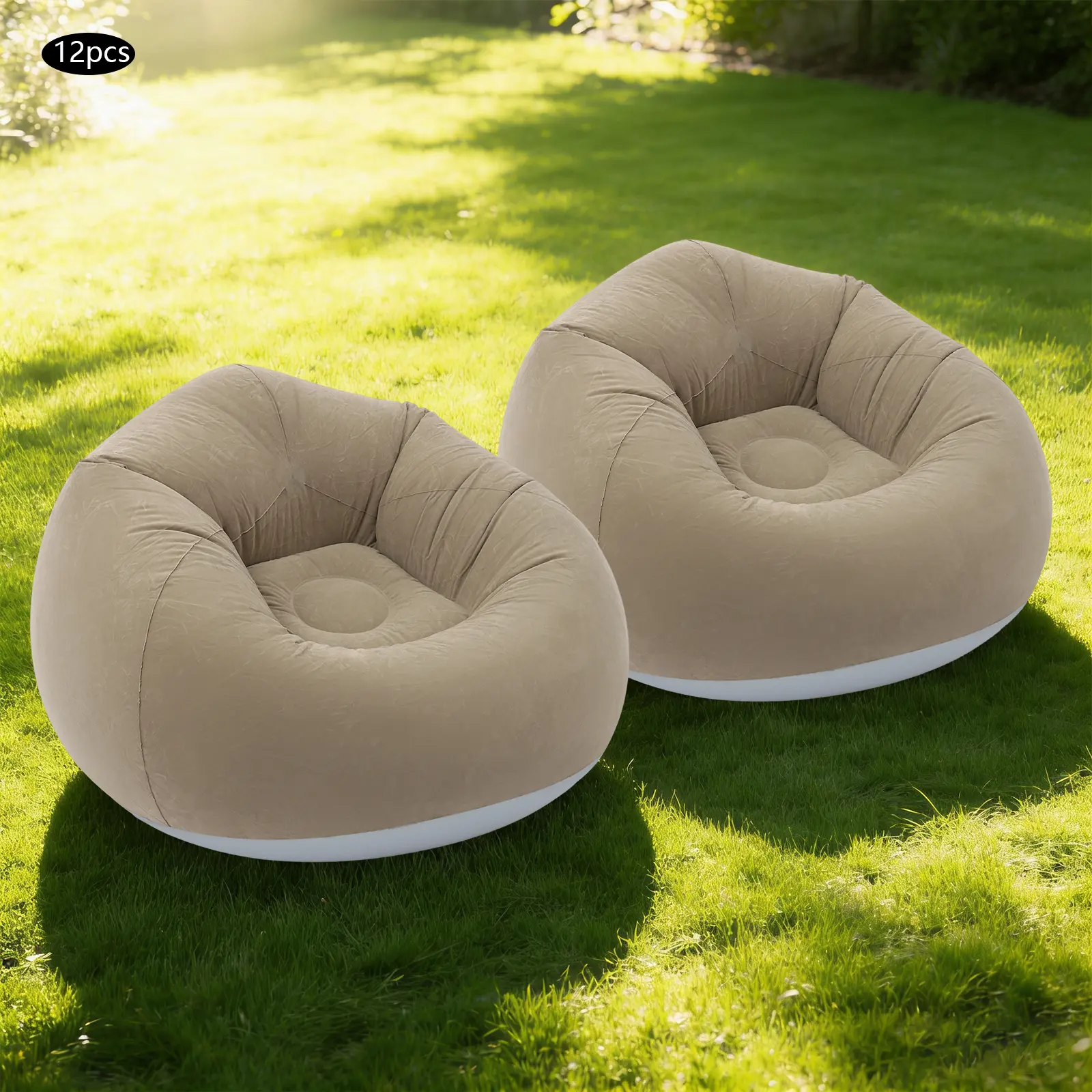12 Pack Inflatable Bean Bag Chair 120kg for Dorm Camping Small Apartment Lounge Use