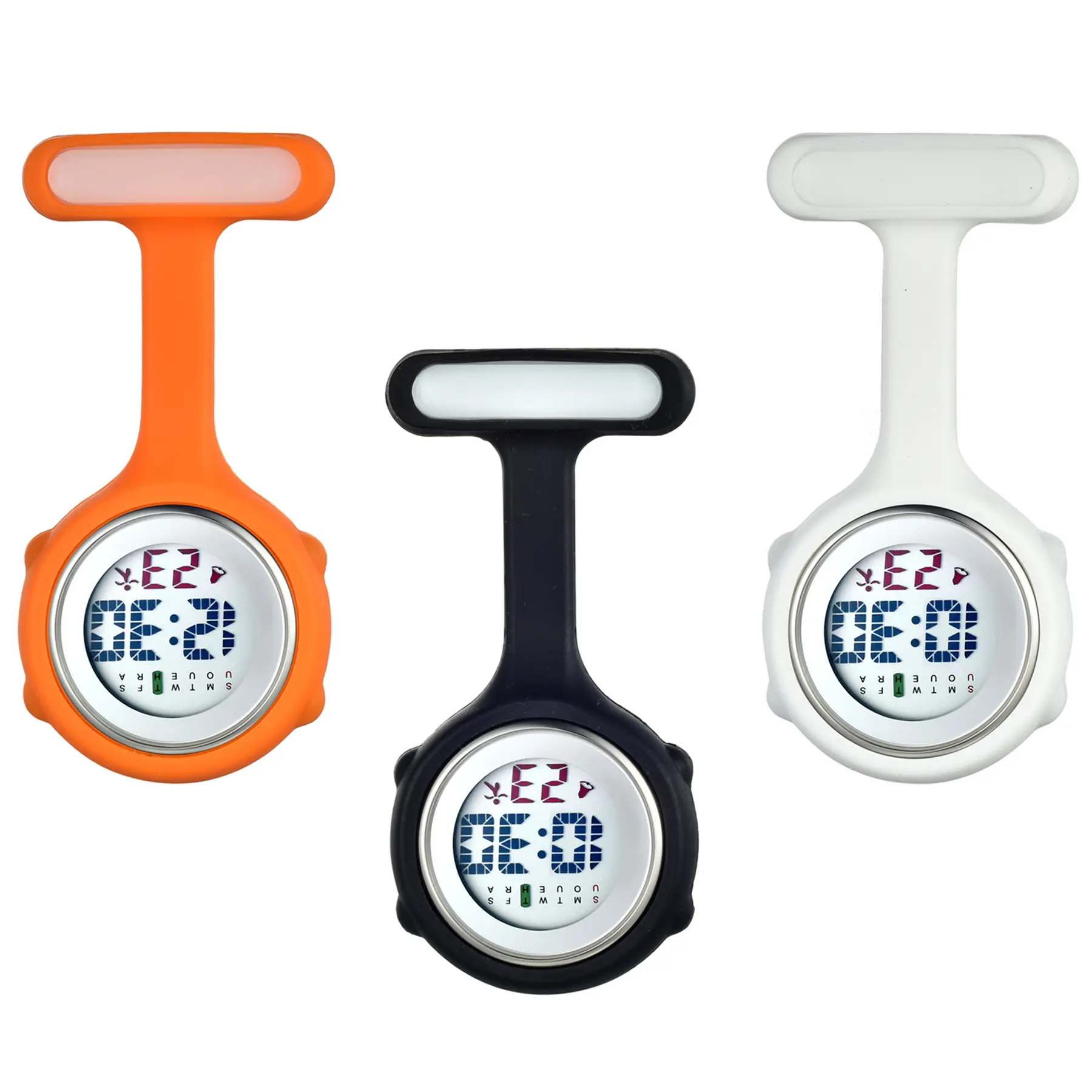 OIDEA Women's Digital Nurse Fob Watch, Hypoallergenic Medical-Grade Silicone Clip-On, High Contrast Display, Easy-to-Sanitize, Odor-Free Classic Pocket Watch for Clinical Use, Nurse Gift, Lcd