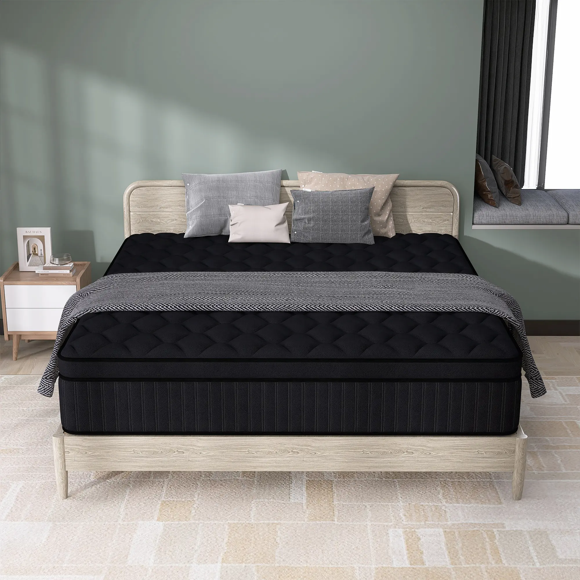 High Quality Motion Isolation Hybrid Pocketed Coil Mattress - 12&14 In, Memory Foam, Breathable, Cooling, Compressed In A Box, High Quality Mattress, Motion Isolation Mattress