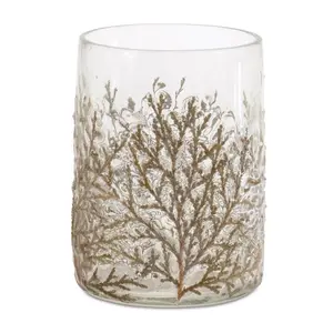 360 stand Rustic Botanical Leaf Glass Tabletop Votive Candle Holder - 3-Piece Brown & Transparent Set, Decorative Light Accent, Ideal for Room Decoration, Perfect Gift, Decorative Votive Holders