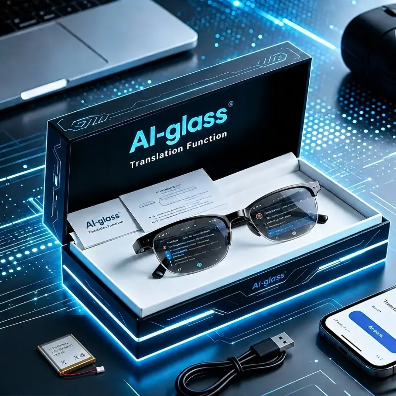Break Language Barriers Instantly: 2026 AI Translation Smart Glasses with Real-Time Voice & Video Translation, Intelligent Assistant, Chat Partner, Extra Battery & Exclusive App for Travel, Business & Daily Life