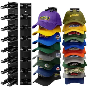 2 Pack Hat Organizer for Caps, Hat Rack for Wall with Strong Adhesive or Nail Hold up to 18 Hats, Wall Mounted Hat hanger for Closet Door Bedroom,Baseball Caps Storage Multilayer Two Mounting, Easy Organization For Men