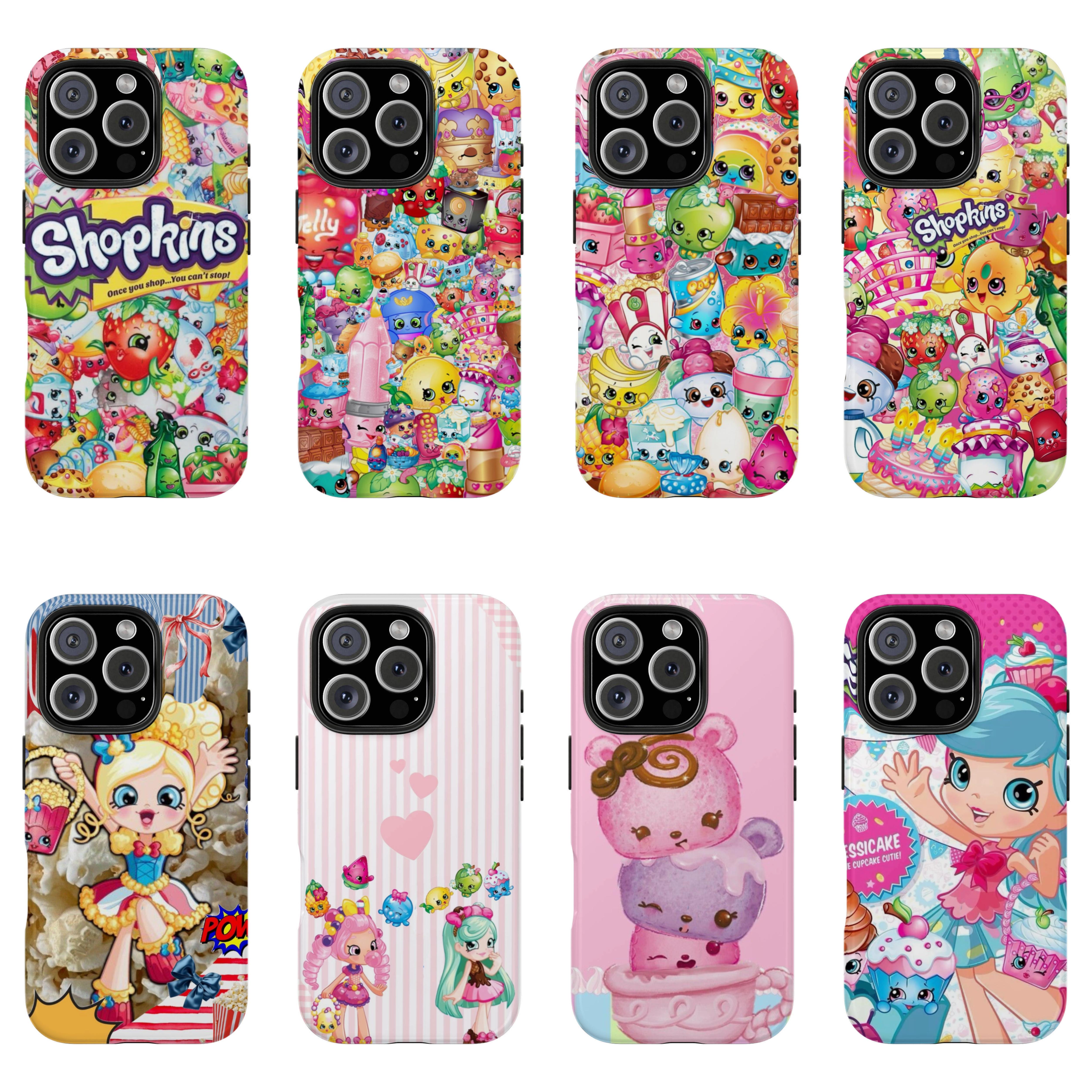 Shopkins cartoon print phone case, suitable for iPhone 11-17 Pro Max/Plus and Samsung Galaxy S23-25.