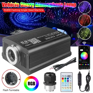 RGBW Fiber Optic Star Light Kit 500/1000 Strands 0.5mm for Car Home Ceiling 28-Key Remote + Bluetooth APP Control 12V Romantic Ambient Light DIY Interior