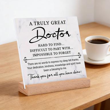 A Truly Great Doctor Acrylic Desk Plaque with Wooden Base, Thank You Gift for Doctor, Appreciation Keepsake for Medical Staff, Home Office Clinic Decor A Truly Great Doctor Acrylic Desk Plaque with Wooden Base, Thank You Gift for Doctor, Appreciation Keepsake for Medical Staff, Home Office Clinic Decor