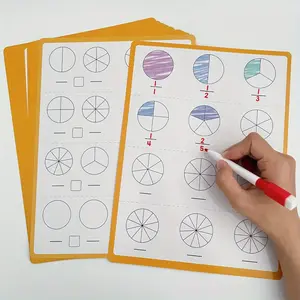 10 Piece Dual-Sided Fraction Manipulatives Dry Erase Boards, Colorful Math Games for Grades 1-3, Classroom & Home Education Tool