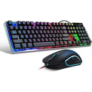 Gaming Keyboard and  Combo, K1 RGB LED Backlit Keyboard with 104 Key Computer PC Gaming Keyboard for PC/Laptop (Black)
