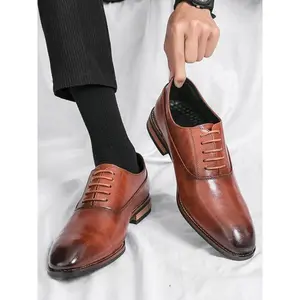 Men'sBusinessFormalBrogueDecorDressShoes,FashionablePointedToeShoesforWorkOffice,MaleAll-matchCommuterShoesforDailyWear,Boy