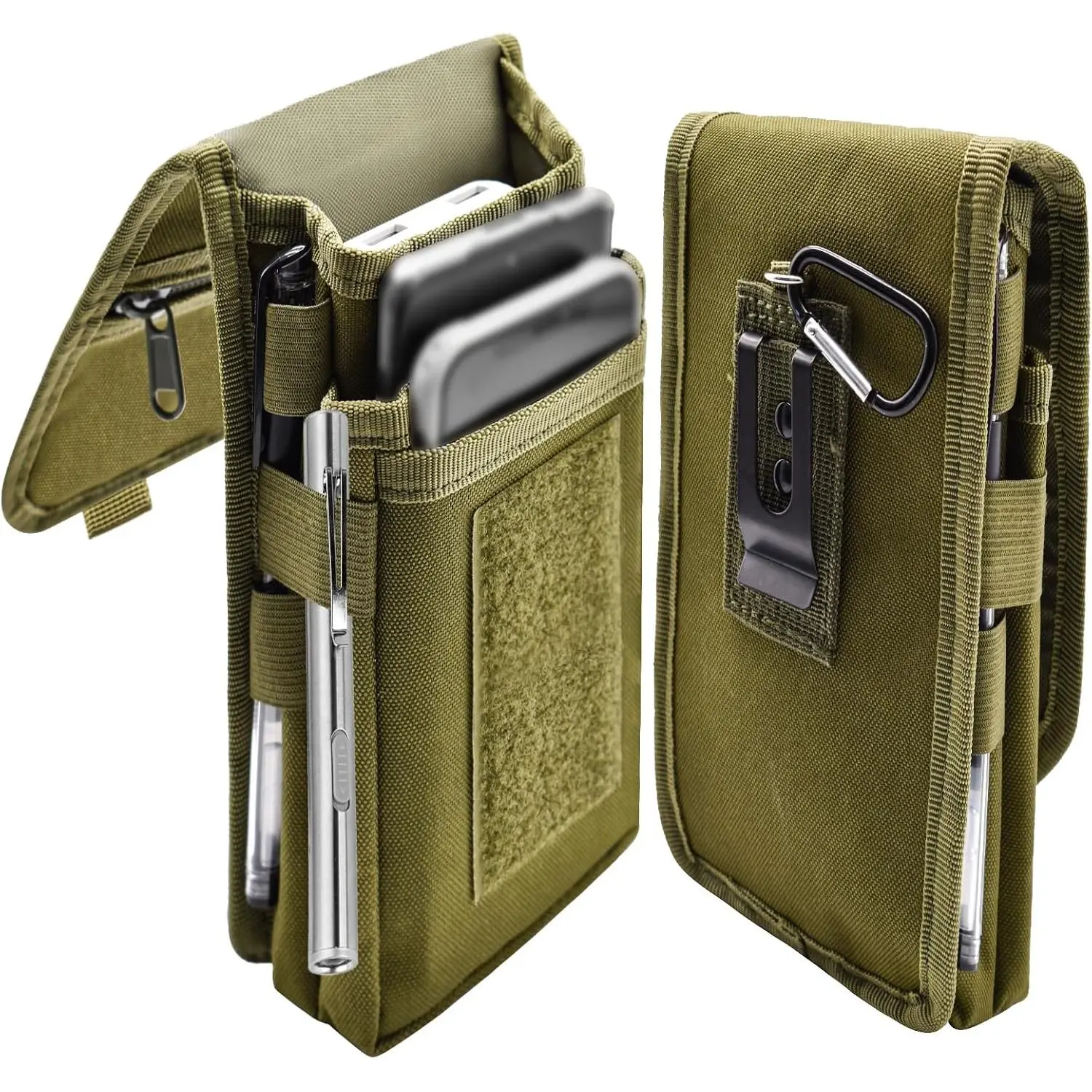 Dual Phone Holster, Large Smartphone Pouch, Belt Cell Phone Holder for  16/15/14 Pro Max &  Phones, Compatible with Power , for Work, Hiking, Camping, Barbecue, Rescue (XL)