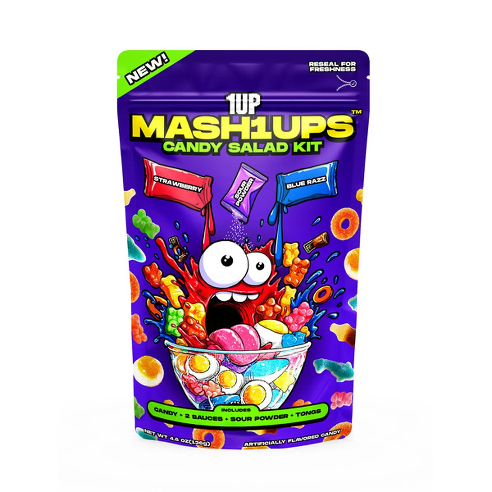 1UP Sweet and Sour Candy Salad Kit, Fruity Snack Bundle