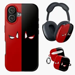 Minimalist Red & Black Hero Collection Case, Superhero AirPods Case, AirPods Max Case, Protective Tech Covers